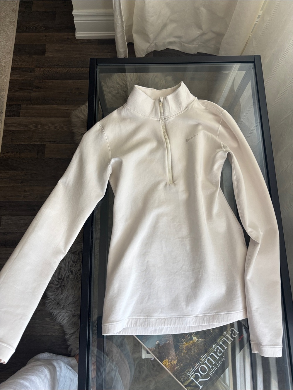 Nike Pro White Half-Zip Pullover Top